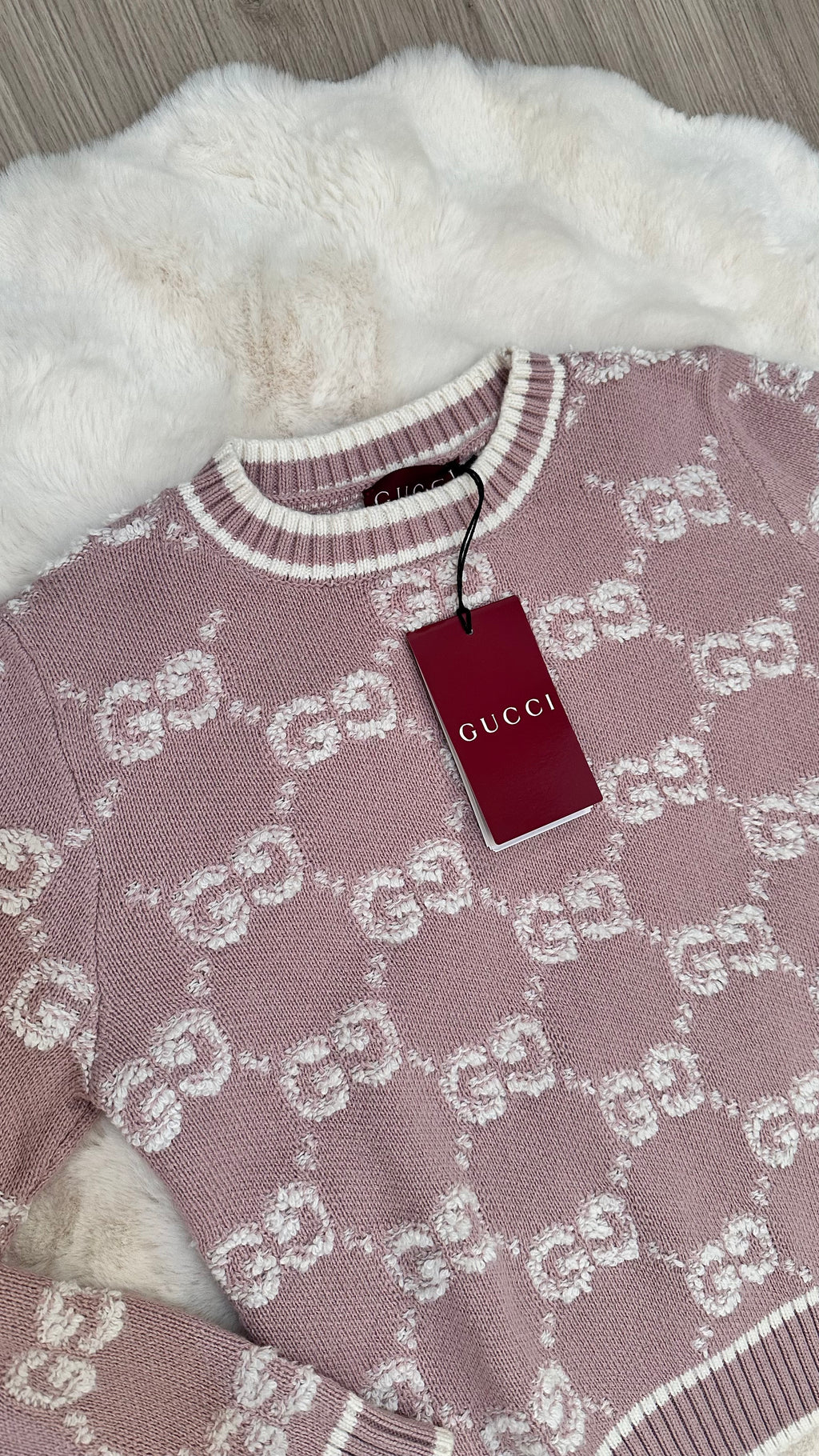 Pull en coton rose brodé GG