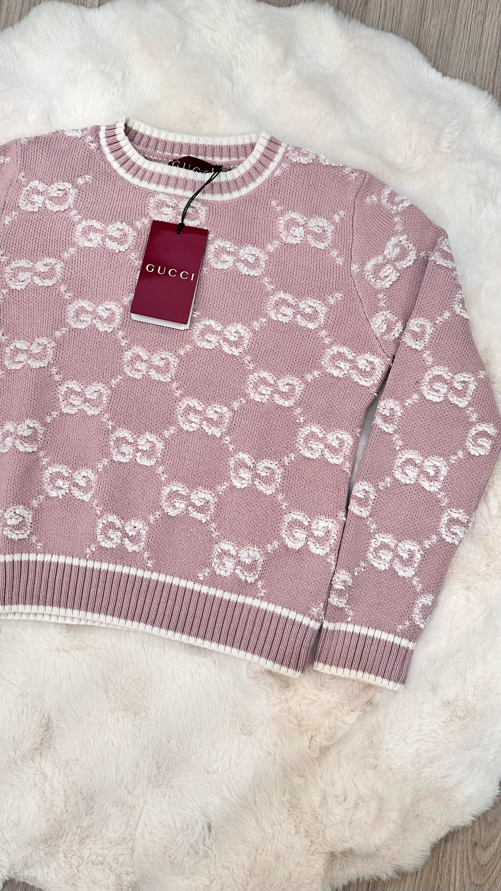 Pull en coton rose brodé GG