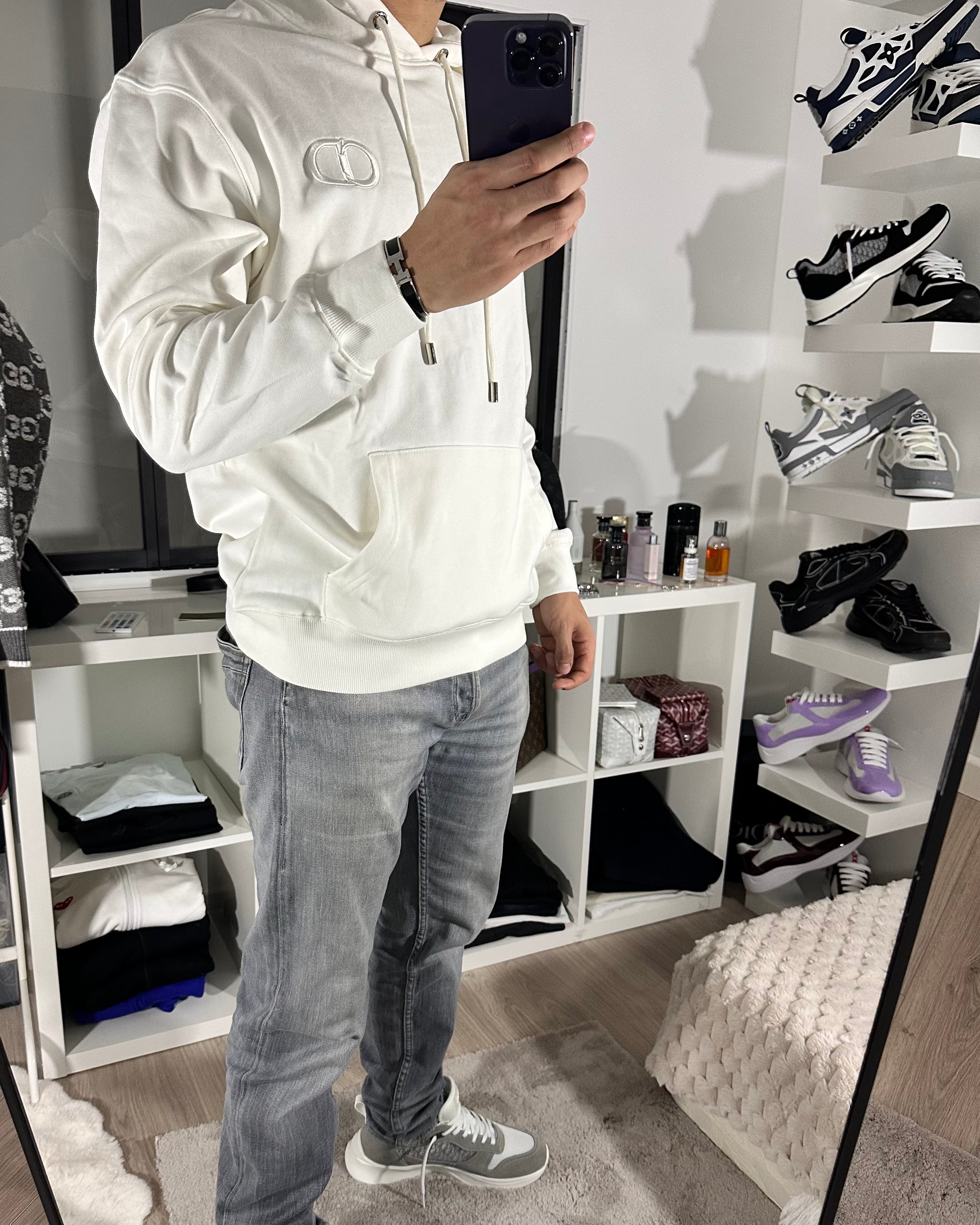 Pull Blanc à motif CD