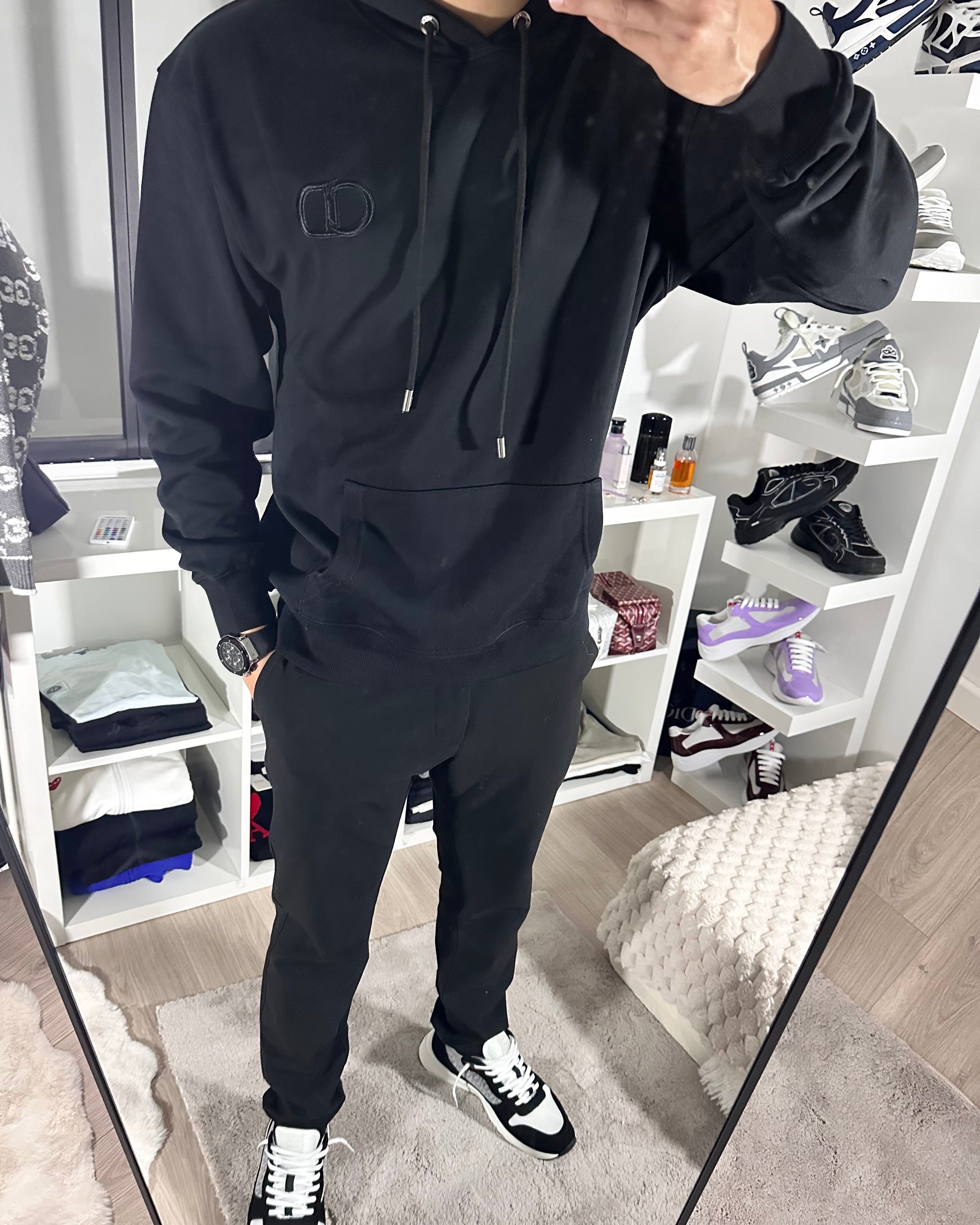 Pull Noir à motif CD