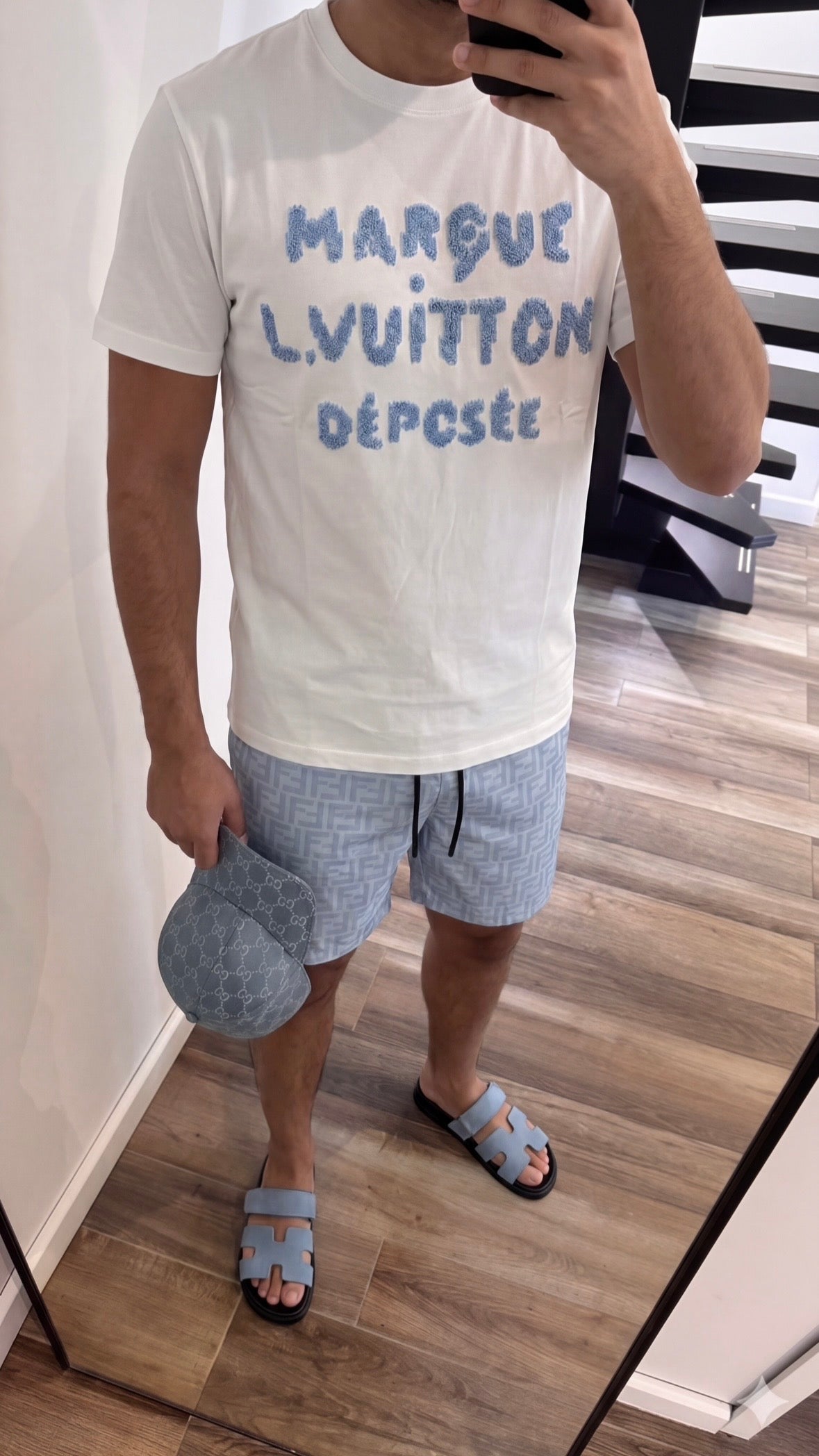 T-shirt LV blanc et bleu