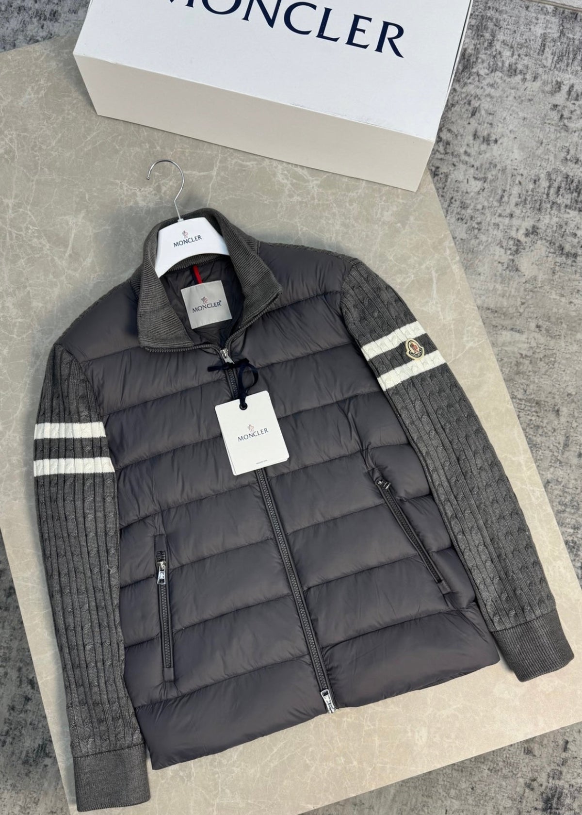 Veste Moncler Grise/Blanc