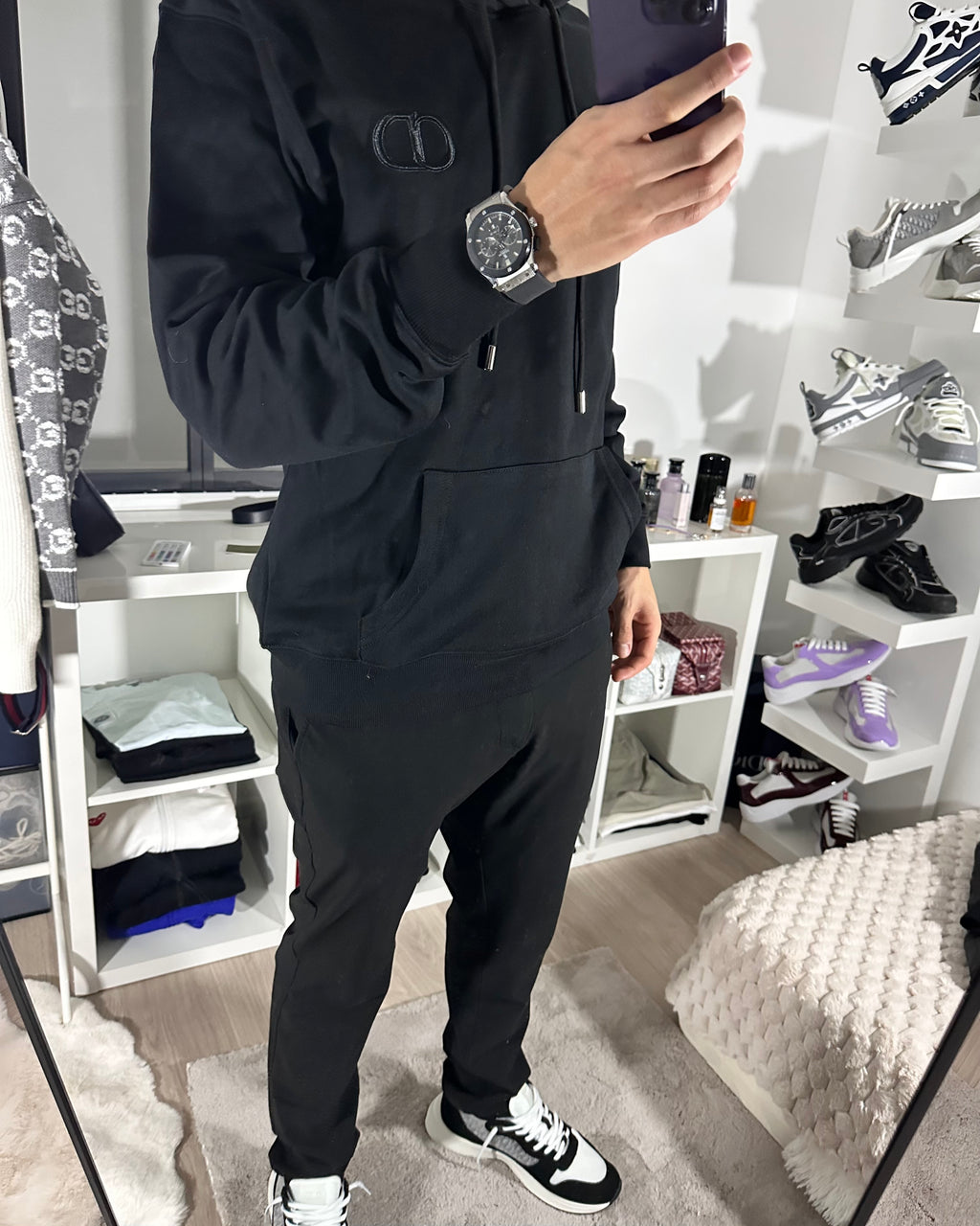 Pull Noir à motif CD