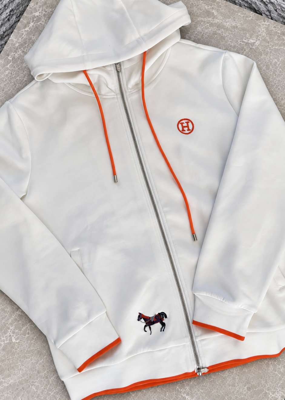 Veste H Blanc/Orange