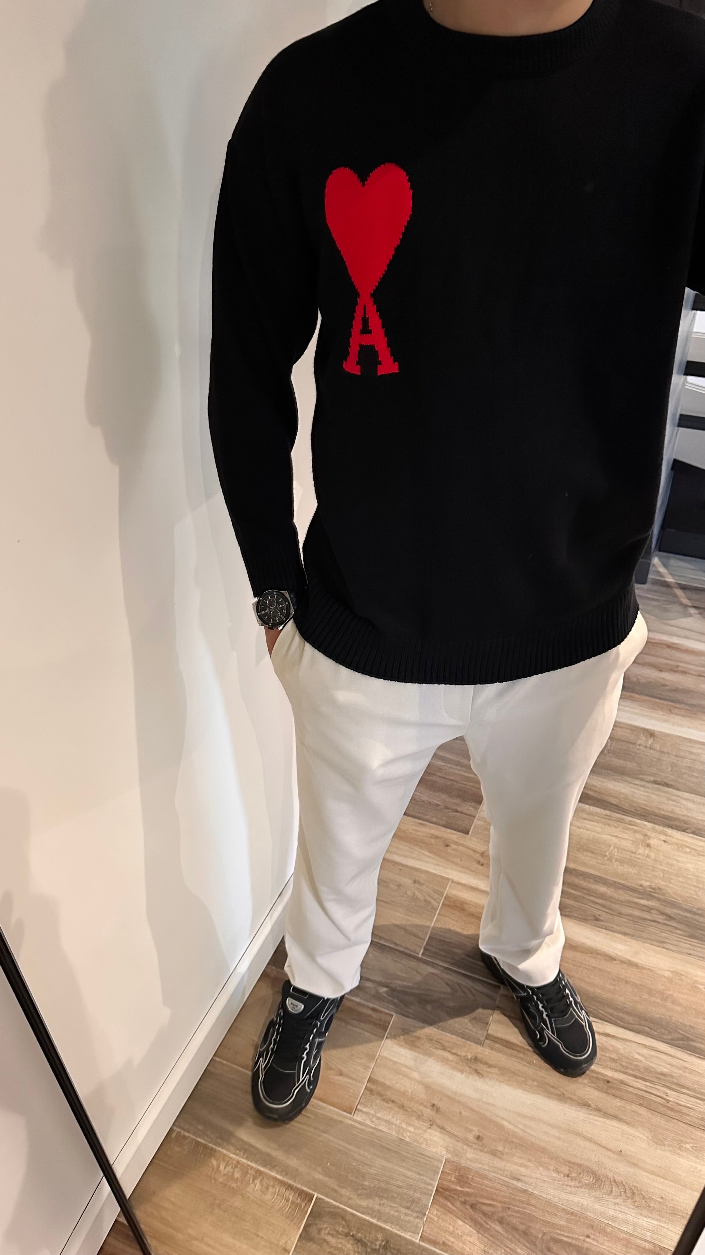 Ami Paris Schwarzer Wollpullover