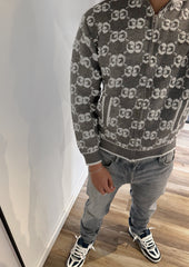Gilet gris brodé GG
