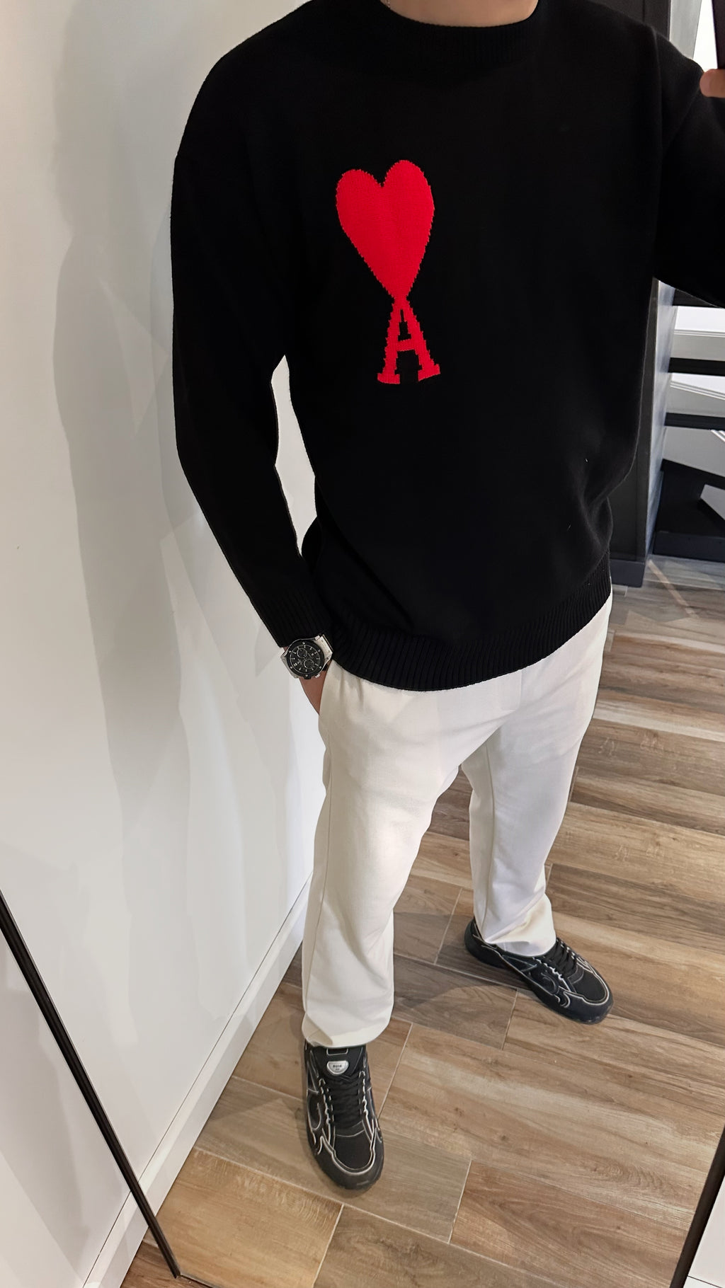 Ami Paris Schwarzer Wollpullover