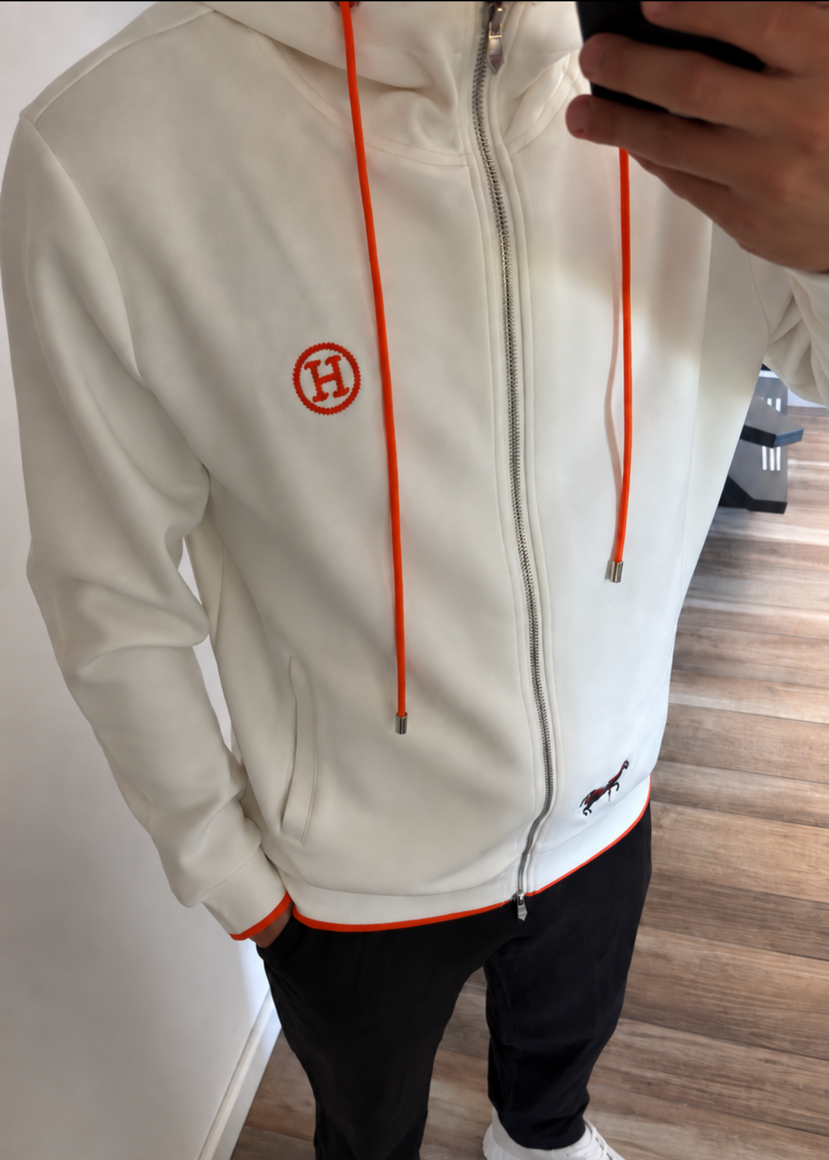 Veste H Blanc/Orange
