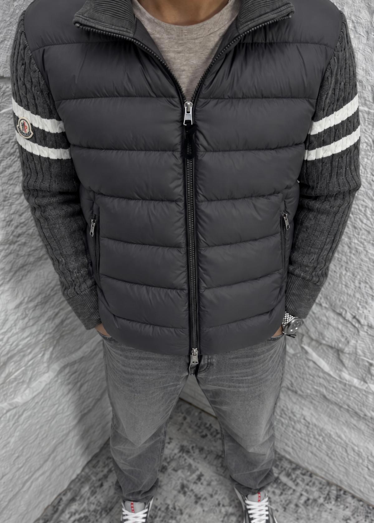 Veste Moncler Grise/Blanc