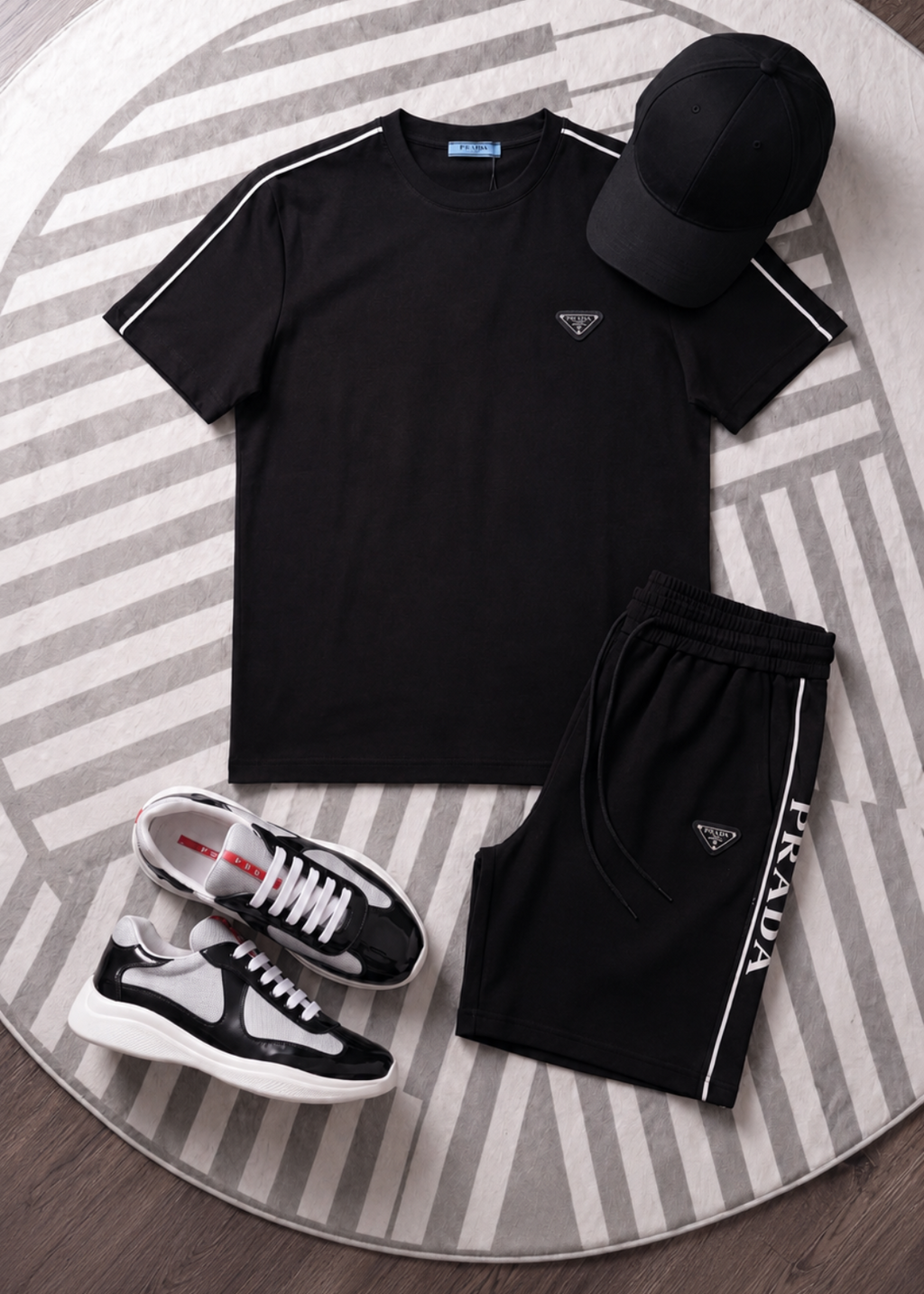 Prvda-Sommer-Set in Schwarz und Weiß