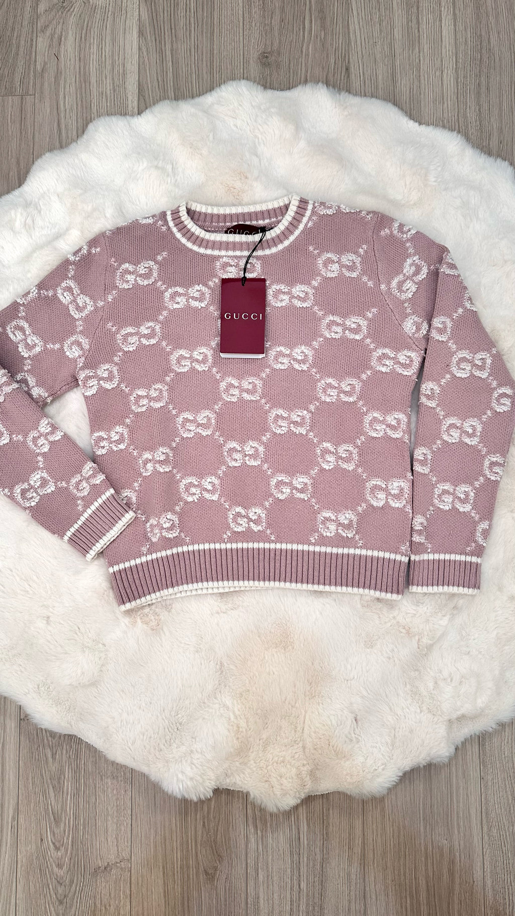 Pull en coton rose brodé GG
