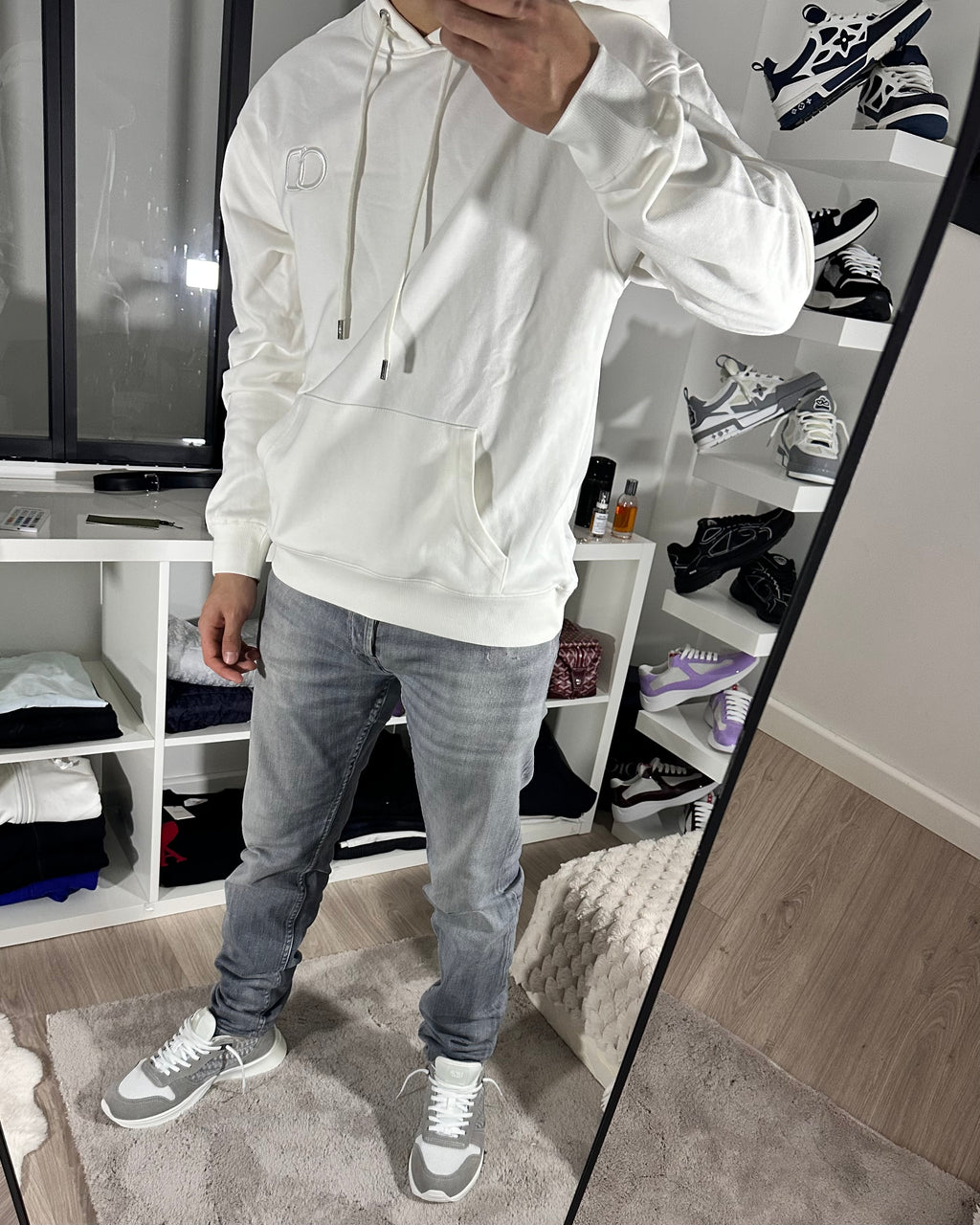 Pull Blanc à motif CD