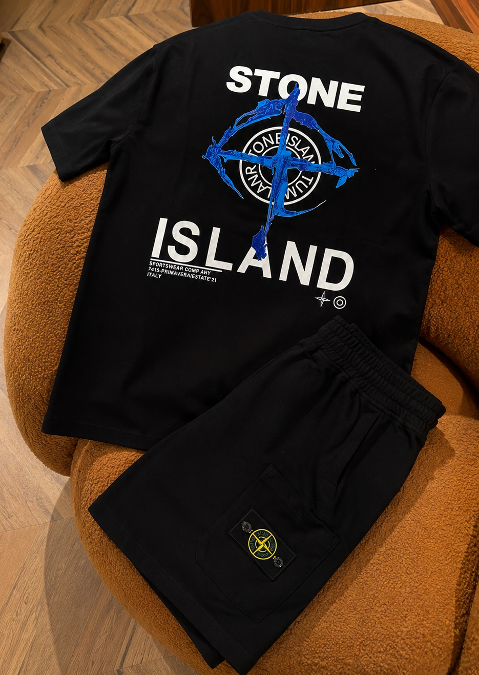Ensemble island noir/bleu