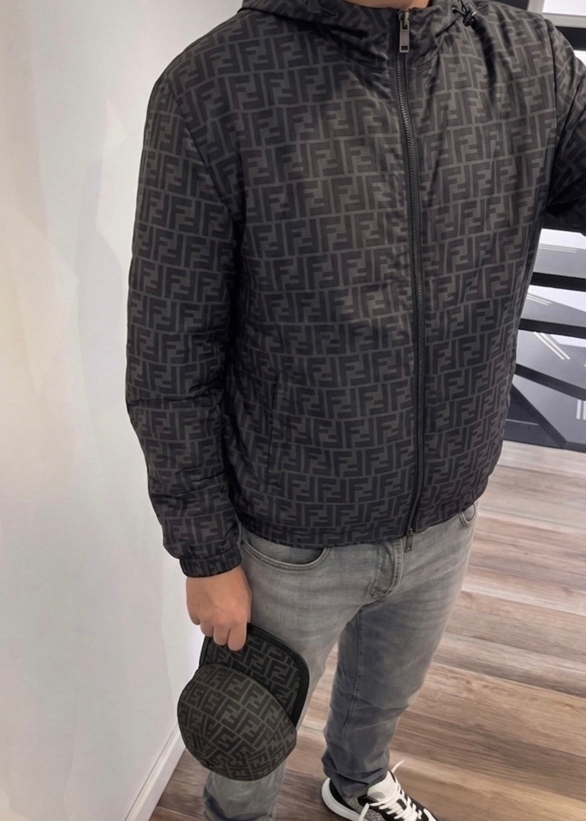 Veste réversible FF bleu/gris