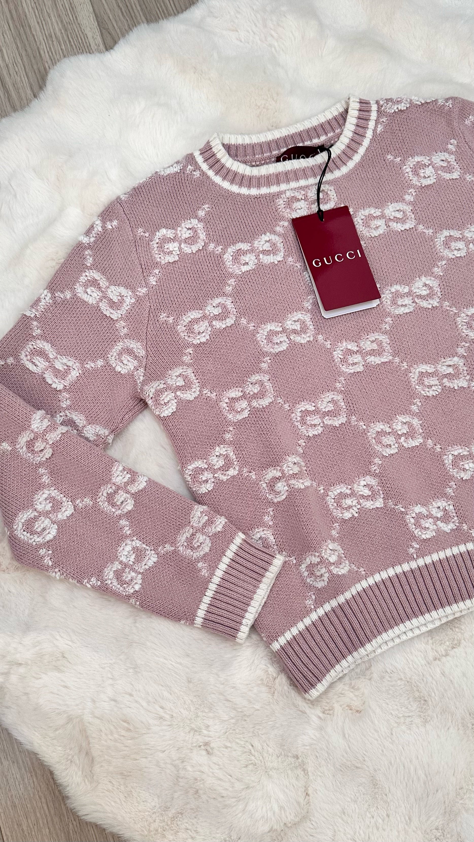 Pull en coton rose brodé GG