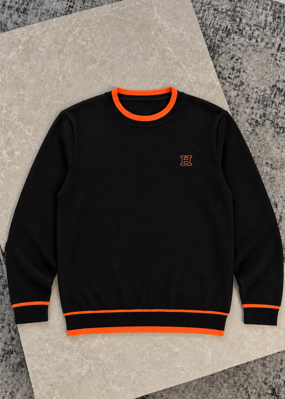 Pull H Noir/Orange