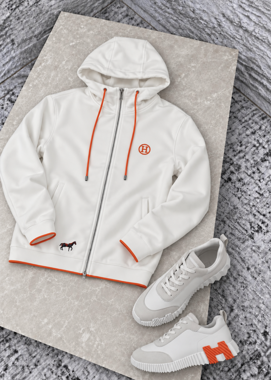 Veste H Blanc/Orange