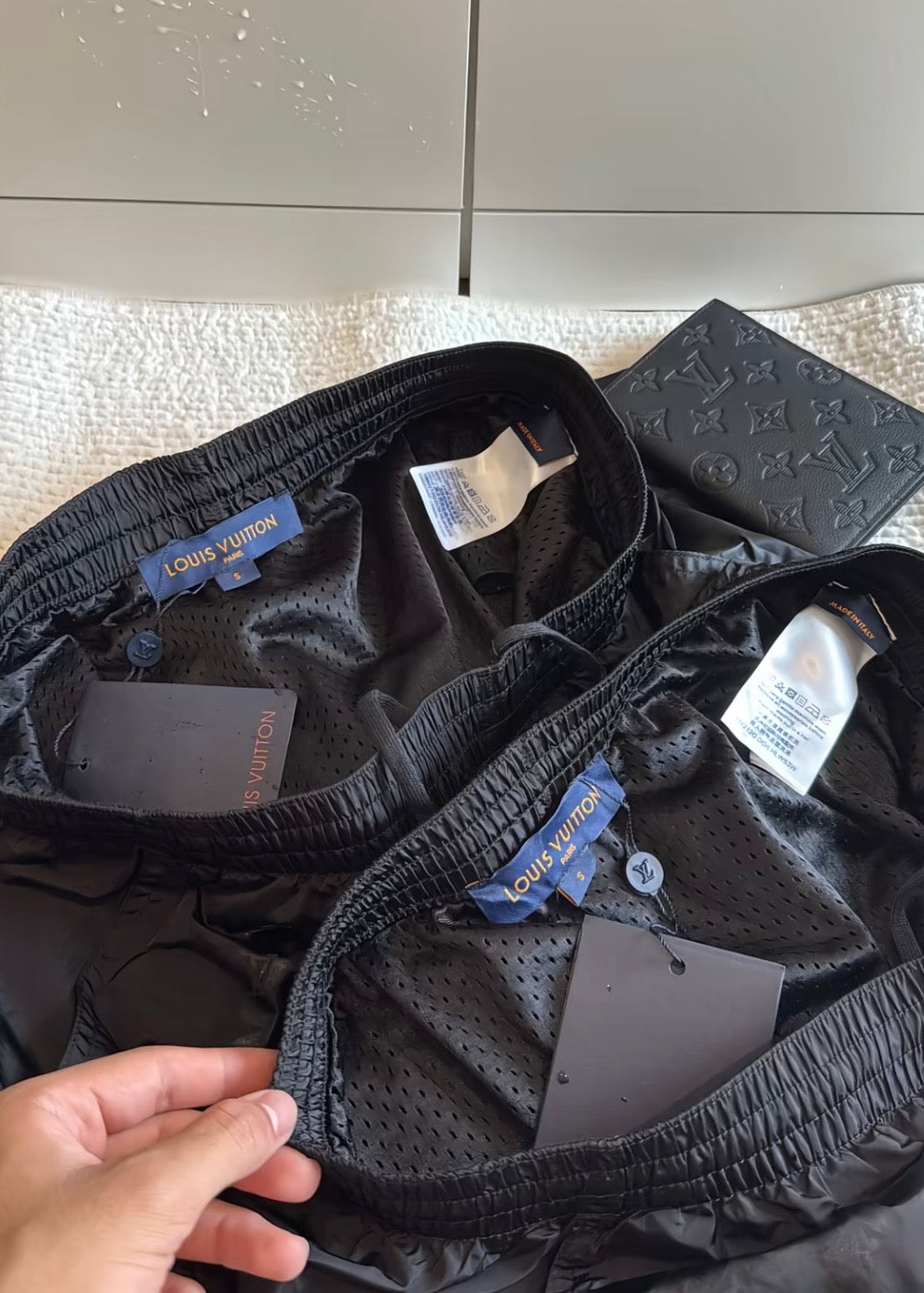 Black LV swim shorts