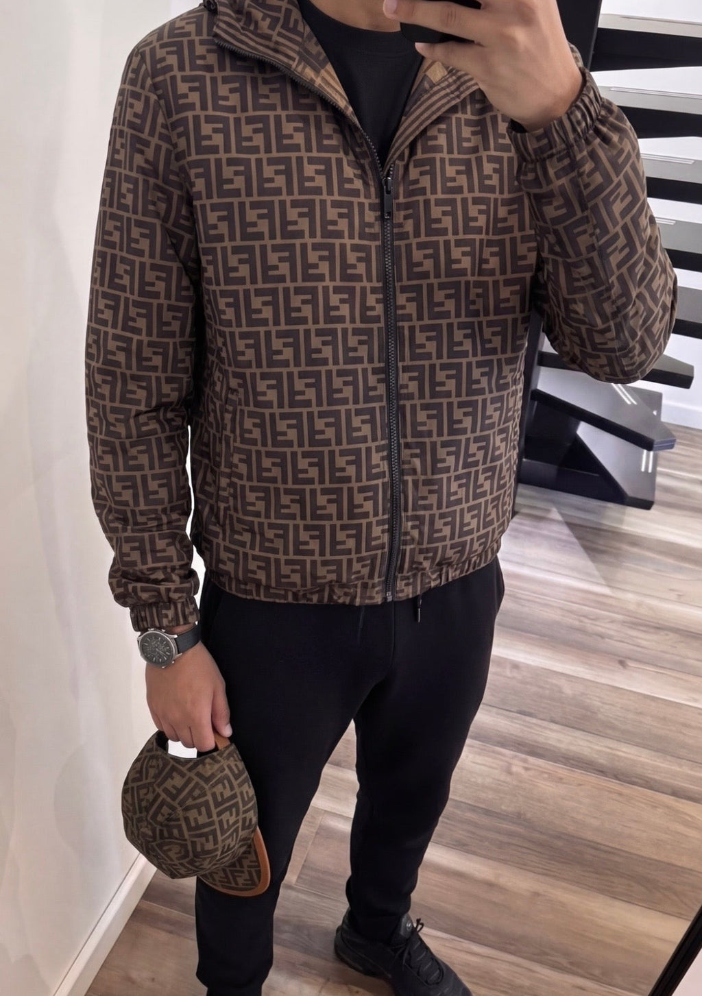 Wendbare Windjacke FF in Braun