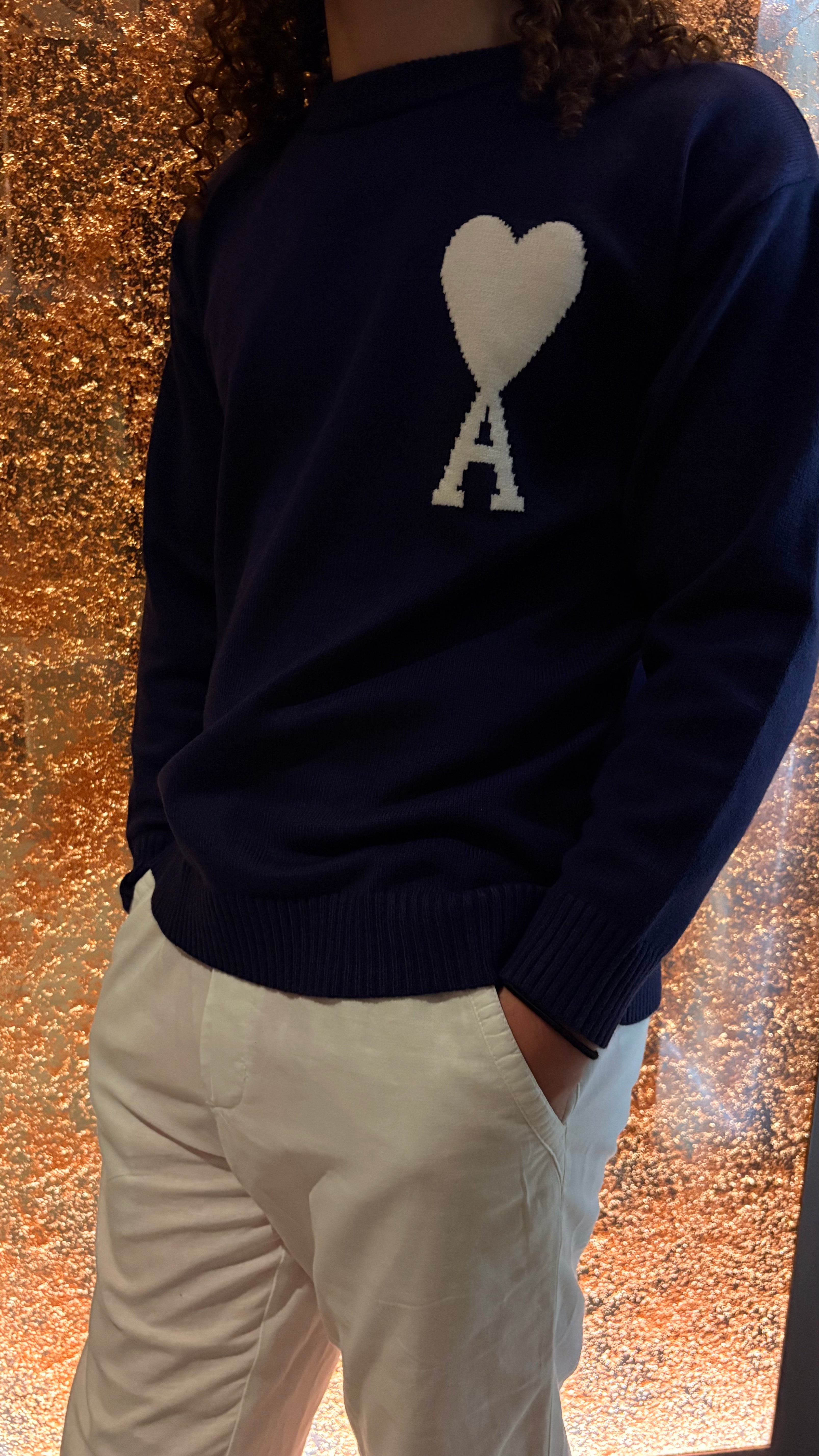 Ami Paris Marineblauer Wollpullover