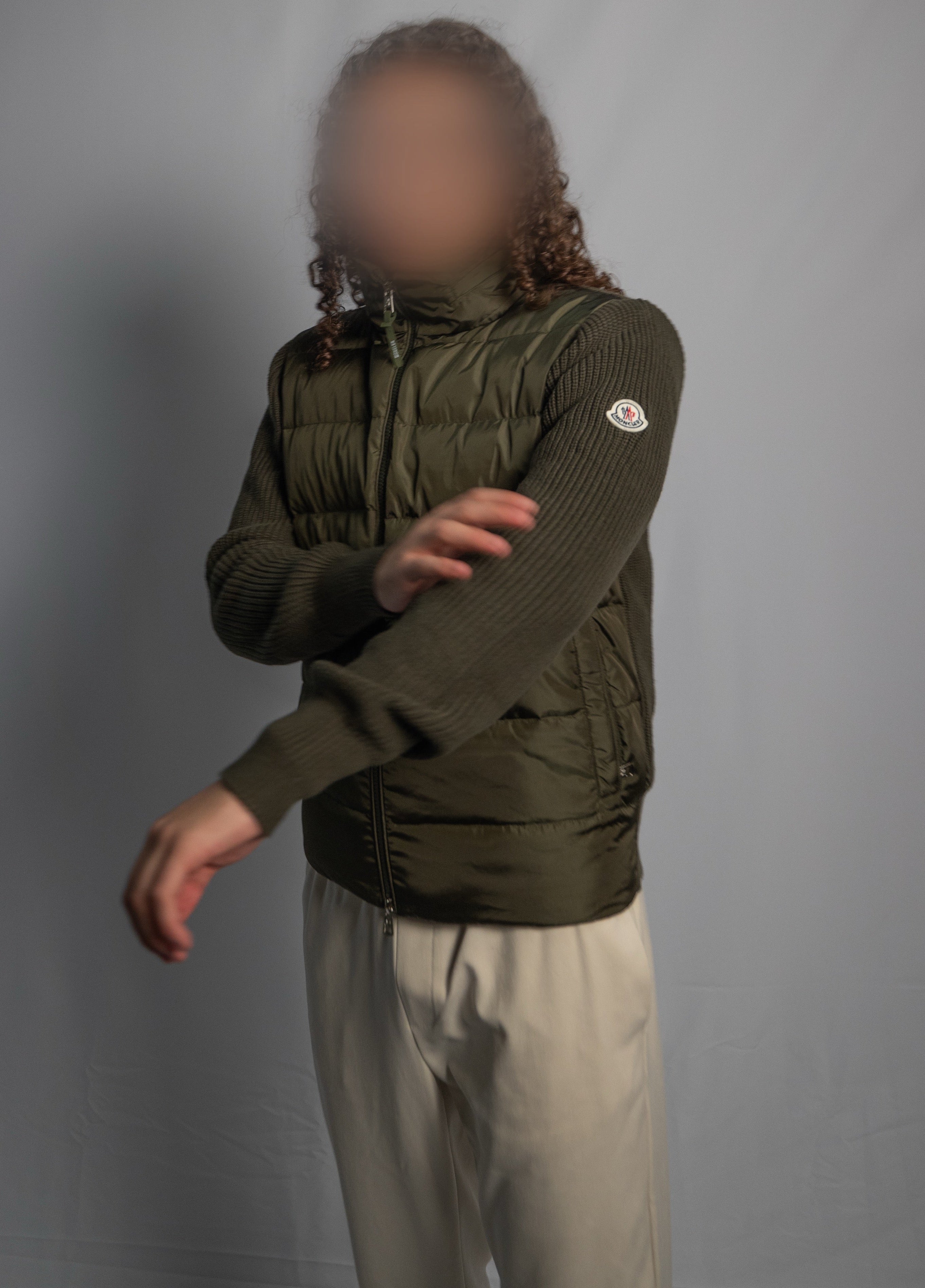 Gilet semi maille kaki