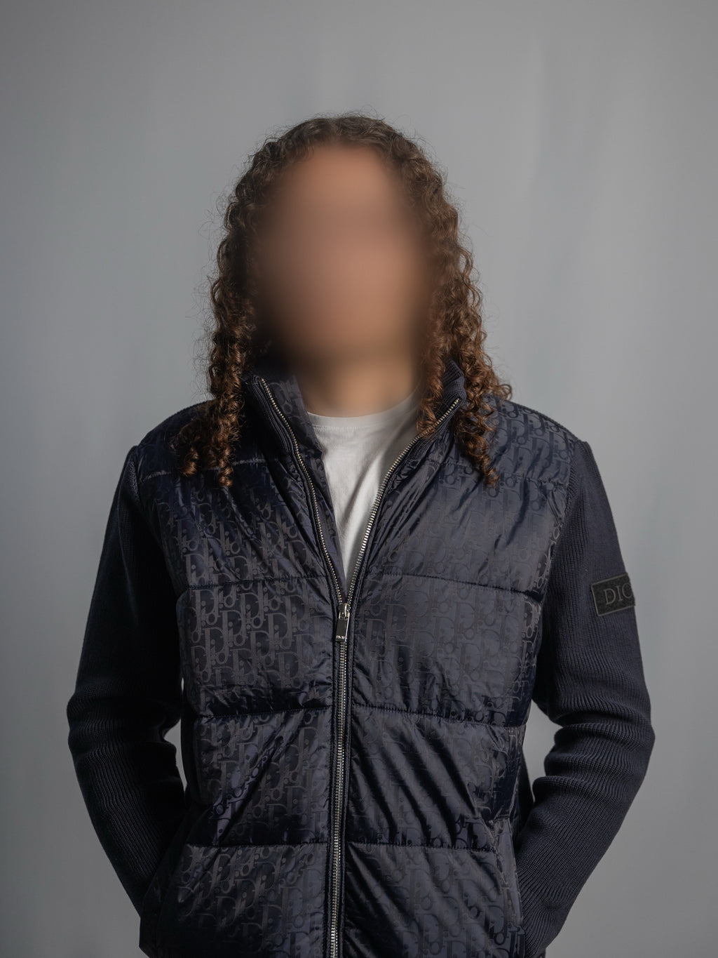 Dior Oblique Navy Blue Jacket – Mesh Sleeves