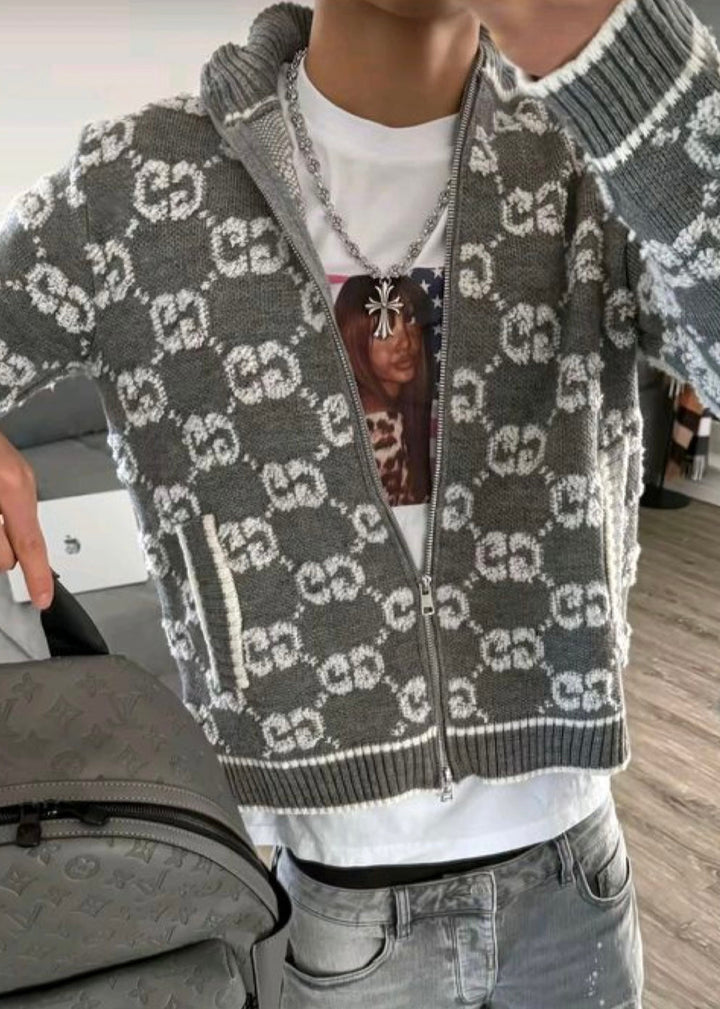 Graue Weste mit GG-Stickerei