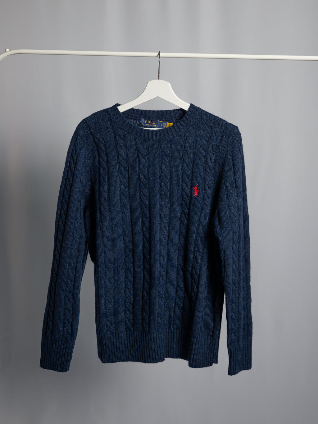 Ralph Lauren Marineblauer Zopfmusterpullover