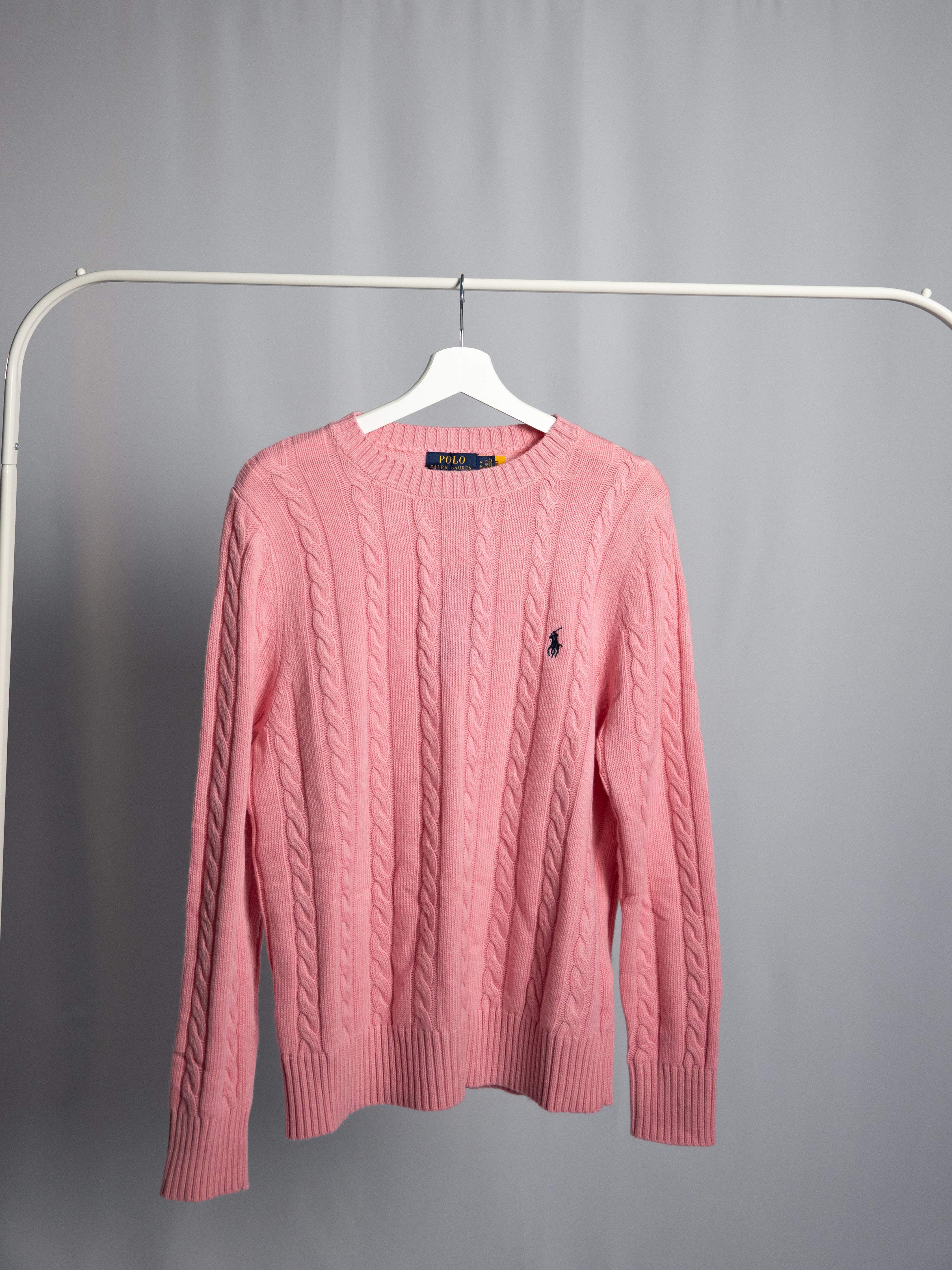 Ralph Lauren Hellrosa Zopfstrickpullover