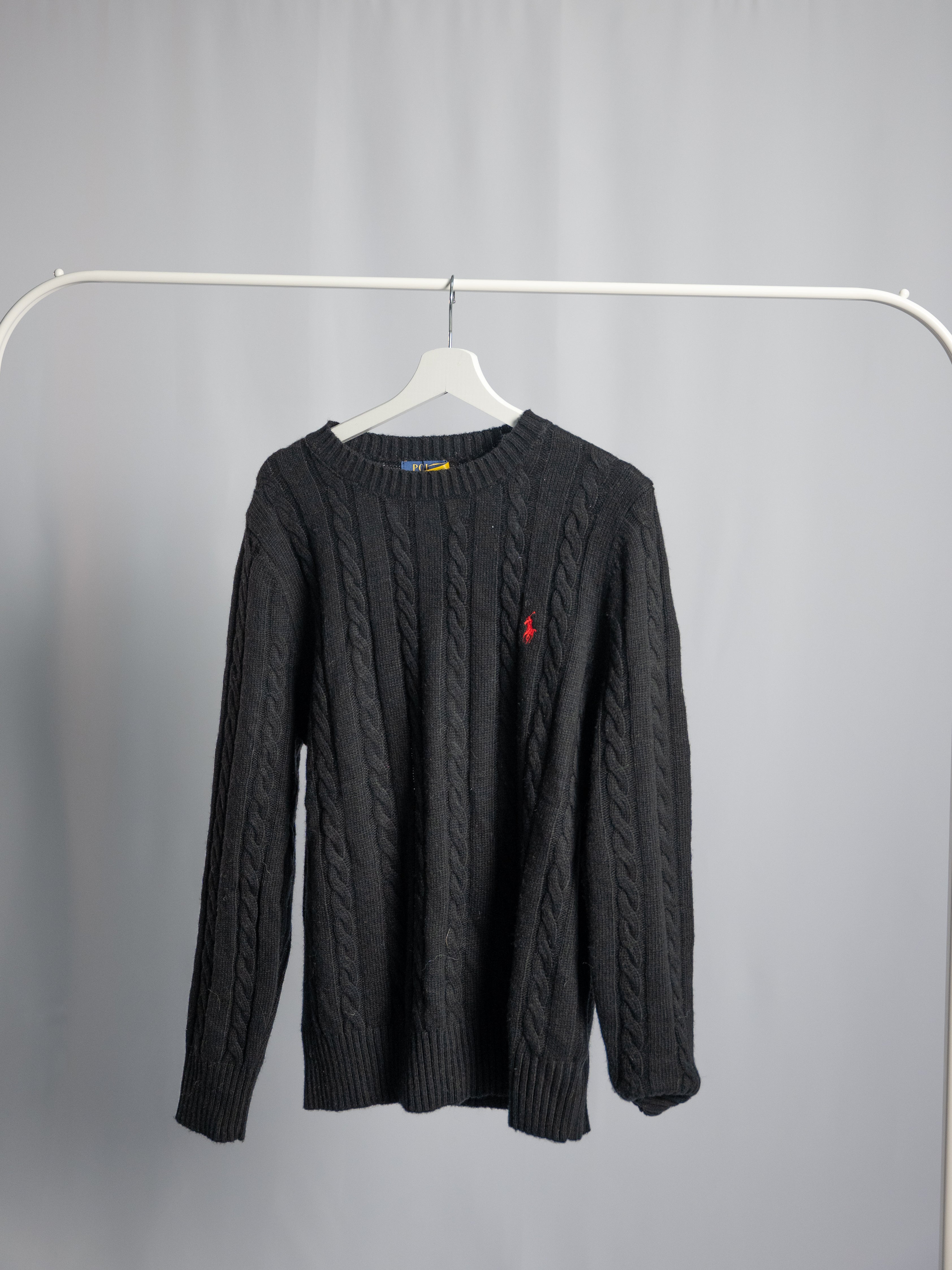 Ralph Lauren – Schwarzer Zopfmusterpullover