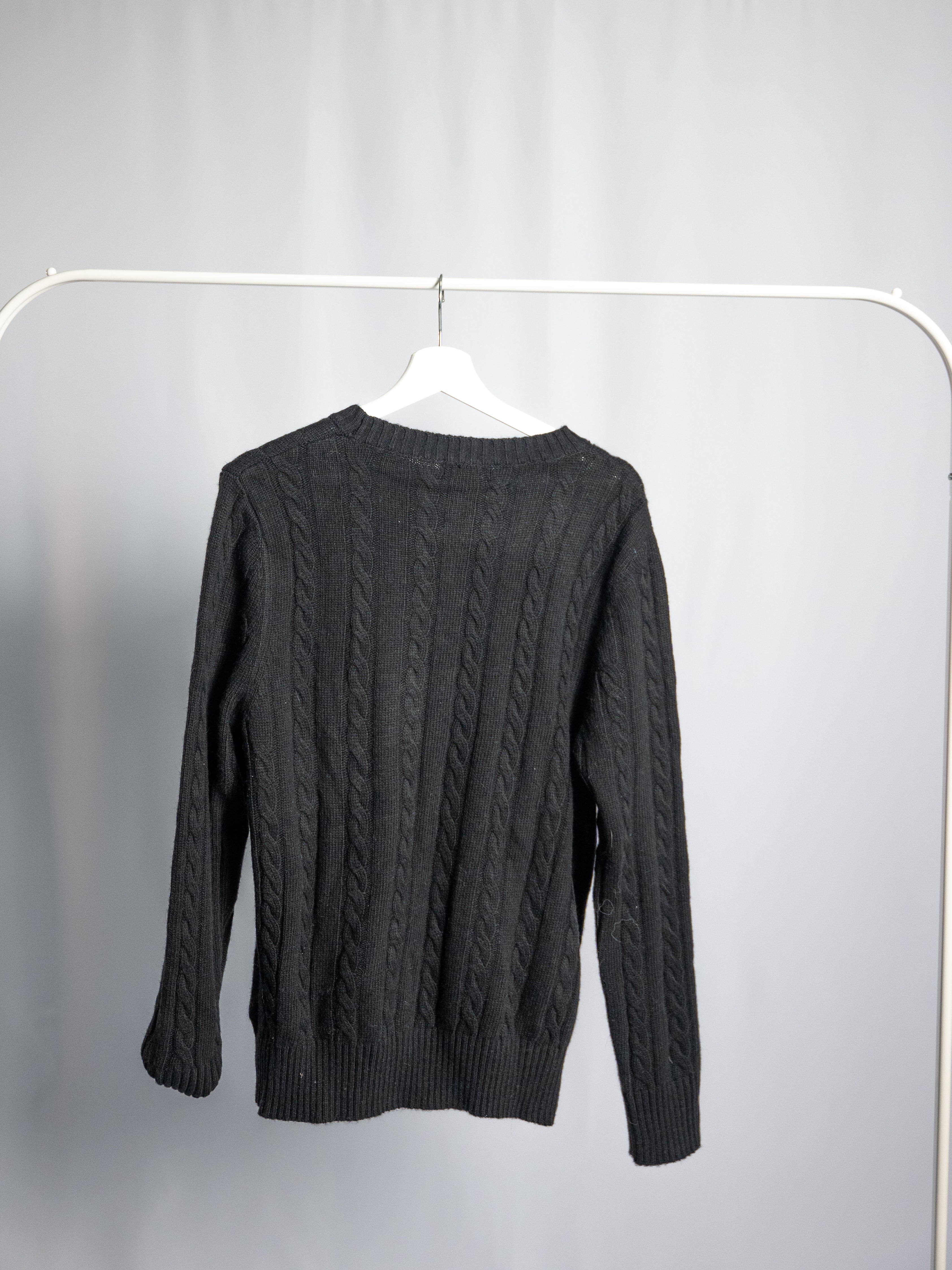 Ralph Lauren – Schwarzer Zopfmusterpullover