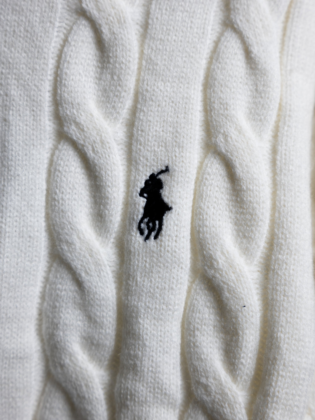 Ralph Lauren – Weißer Zopfmusterpullover