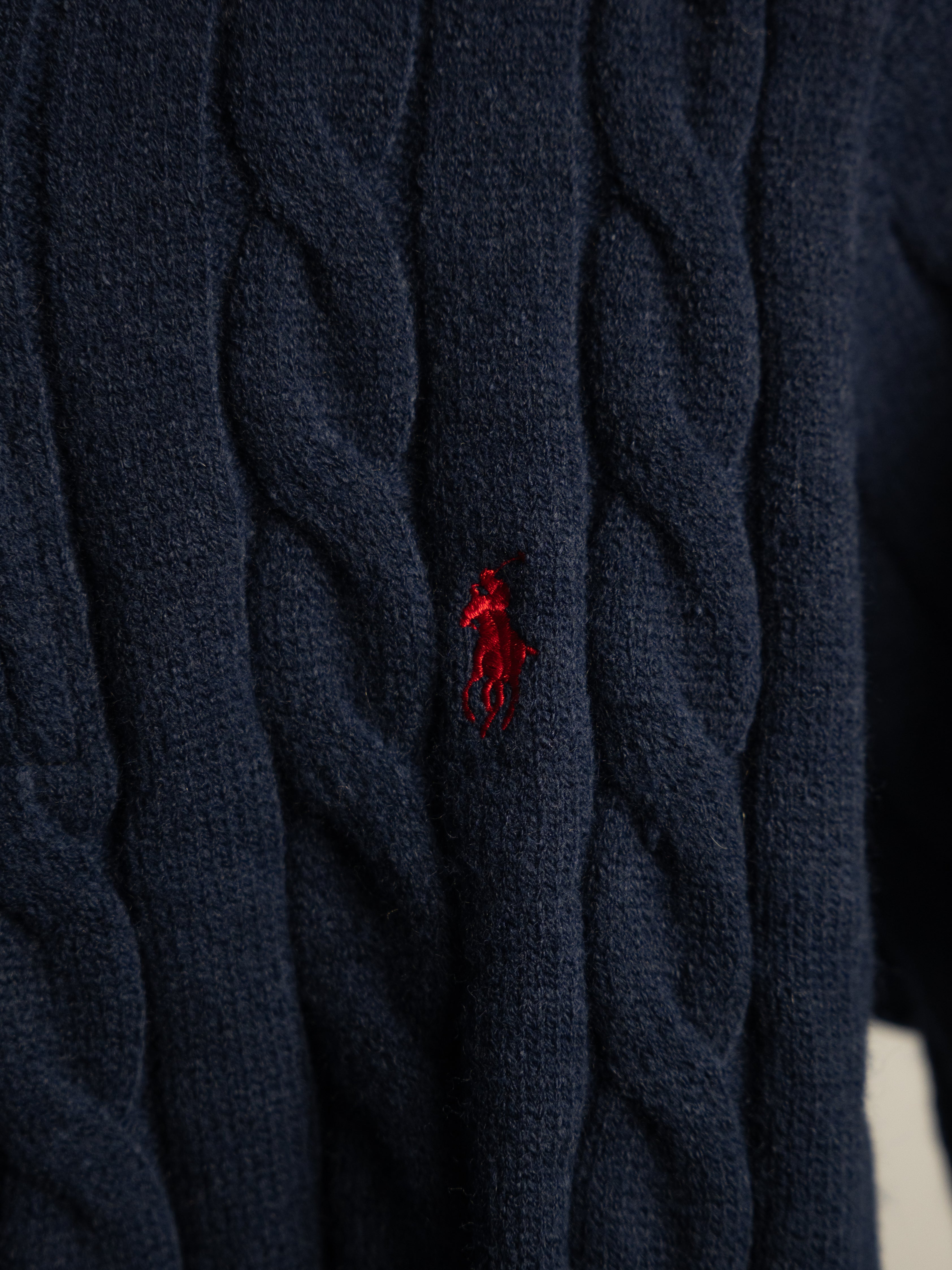 Pull Zippé Ralph Lauren Noir– Maille torsadée