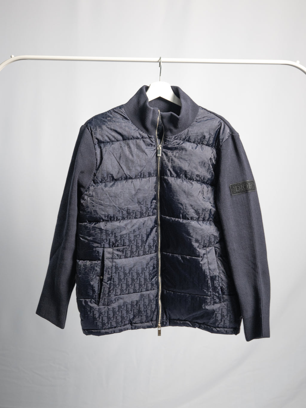 Dior Oblique Navy Blue Jacket – Mesh Sleeves